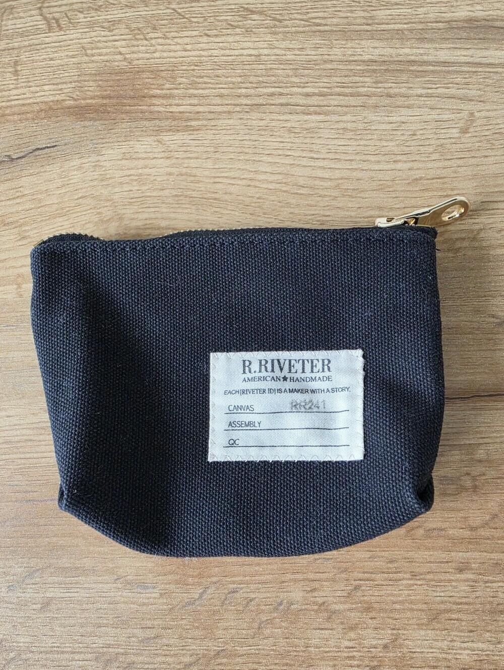 R. Riveter Lucy Mini Black Washed Canvas Zip Pouch | USA Made Utility Coin Case